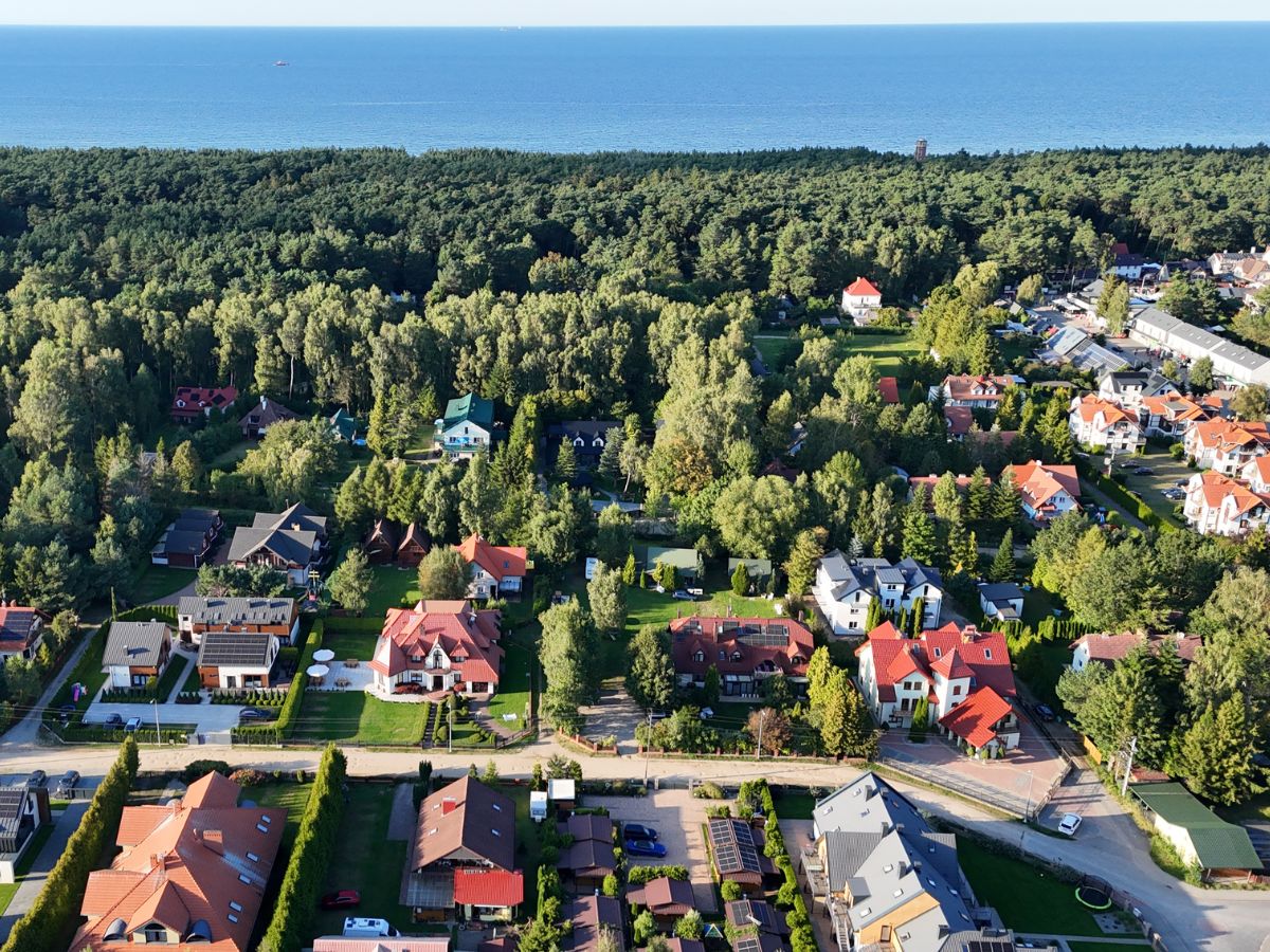 Leśny parking w Dębkach z zaparkowanymi samochodami w cieniu sosen